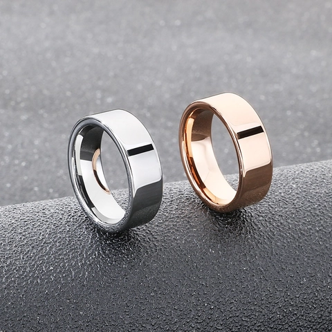 Minimalist Polished Tungsten Steel Men Ring Simple Geometric Band Jewelry Smooth Surface Fashion Accessory Rose Gold Silver