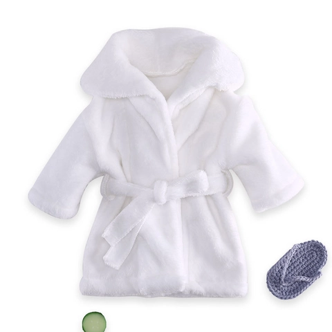 Newborn Baby Photography Props Flannel Bathrobe Towel And Slippers Infant Photo Shoot Costume Soft Plush Outfit