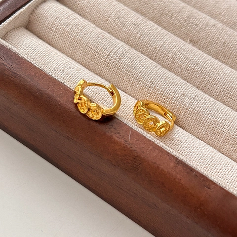 Orecchini A Cerchio Con Moneta Di Rame Vintage Placcati Oro Gioielli Rotondi Geometrici Per Donne Con Perno In Acciaio