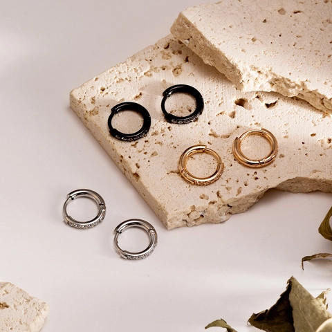 Pendientes De Aro De Acero Inoxidable Con Circonita Pequeños Y Delicados Redondos Con Cierre Huggie Para Hombre Y Mujer