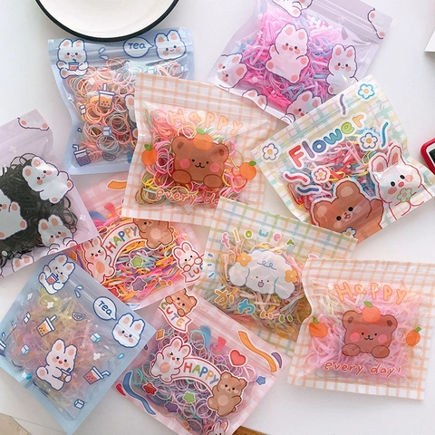 Mini Elastici Per Capelli Usa E Getta Alta Elasticità Elastici In TPU Per Bambini Ragazze Treccine Styling Quotidiano Borsa Cartoon Colorata Nera