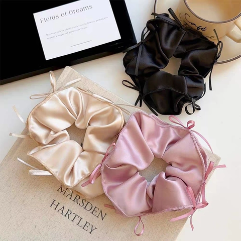 Coletero De Satén Con Lazo Estilo Francés Dulce Elegante Accesorio Para El Cabello Para Mujeres Niñas