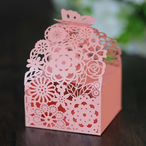Lasergeschnittener Holle Süßigkeitenbehälter Schmetterling Perlpapier Hochzeit Gastgeschenk Geschenkverpackung Partybedarf
