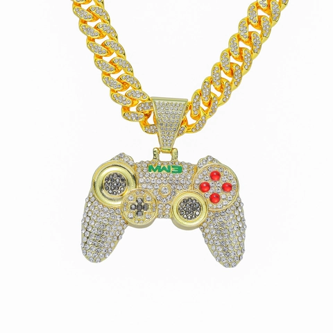 Collana Con Pendente Controller Di Gioco Hip Hop Lega Strass Catena Cubana Gioielli Streetwear Per Uomini