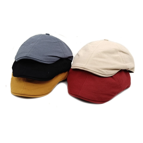 Gorra Newsboy Vintage Algodón Lona Plana Ivy Sombrero Ajustable Retro Streetwear Unisex Color Sólido Transpirable