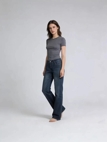 Wide Leg Jeans Women Cotton Denim Low Waist Loose Fit Washed Vintage Blue Streetwear Casual Retro Denim Trousers