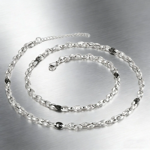 Bracciale Collana Catena A Maglia Chicco Di Caffè Acciaio Inossidabile 316L Lucidato Stile Hip Hop Per Uomo