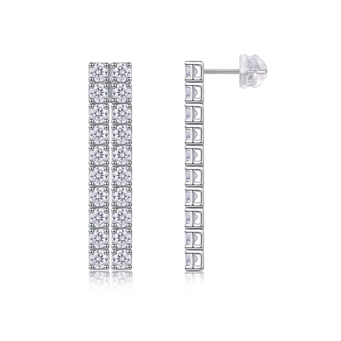 Orecchini Pendenti in Argento Sterling 925 Moissanite per Donna Orecchini a Nappa in Moissanite con Pavé a Doppia Fila Regalo Gioielli da Sposa