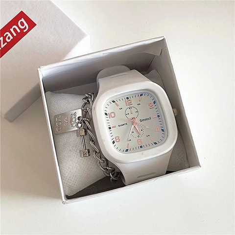 Μοντέρνο Τετράγωνο Ρολόι Quartz για Παιδιά Μαθητές Αδιάβροχο Λουράκι Σιλικόνης Μινιμαλιστική Ψηφιακή Ένδειξη Αθλητικό Ρολόι Χειρός