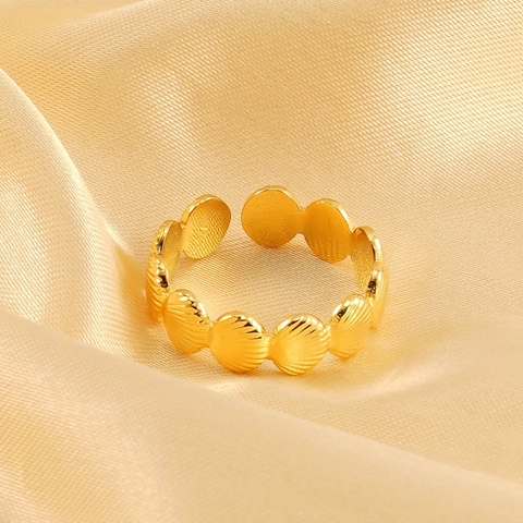 Shell Pattern Open Adjustable Ring Stainless Steel 18K Gold Plated Fashion Jewelry For Women