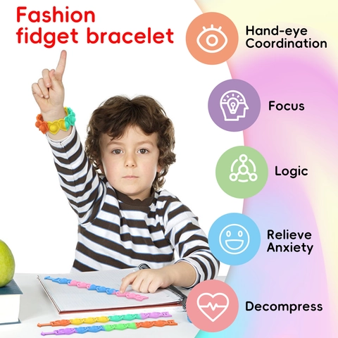 Pulsera Fidget De Burbujas De Silicona Juguete Sensorial Para Aliviar El Estrés Ajustable Y Colorida Para Niños Y Adultos