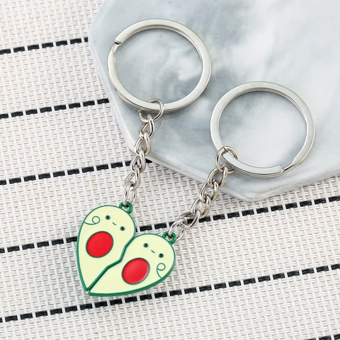 Porte-clés Magnétique Forme de Cœur Avocat Dessin Animé en Alliage de Zinc Émail Pendentif de Sac Cadeau de Saint Valentin