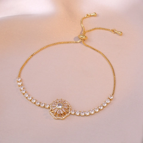 Rotating Sunflower Necklace Earring Ring Bracelet Stainless Steel Micro Inlaid Zircon Spinning Flower Women Accessory
