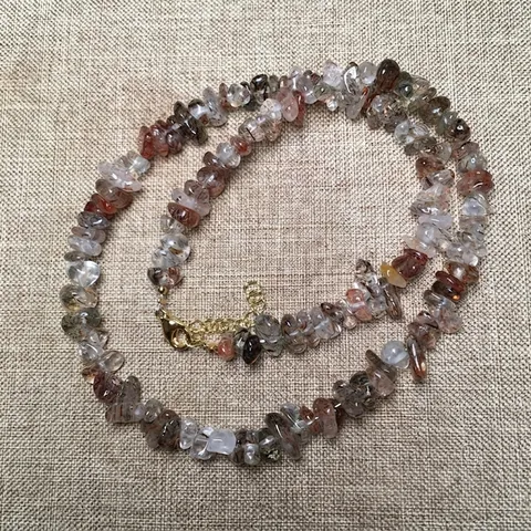 Natural Stone Chip Necklace Irregular Crystal Gemstone Beads Handmade Boho Jewelry For Women Adjustable Copper Clasp