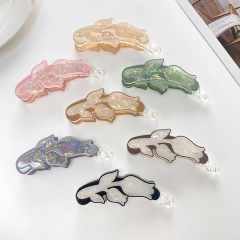 Pinza Para El Pelo Elegante Con Flor Acrílico Idiscente Clip De Banana Grande Para Mujeres Diseño De Hoja De Tulipa Accesorios Para El Cabello