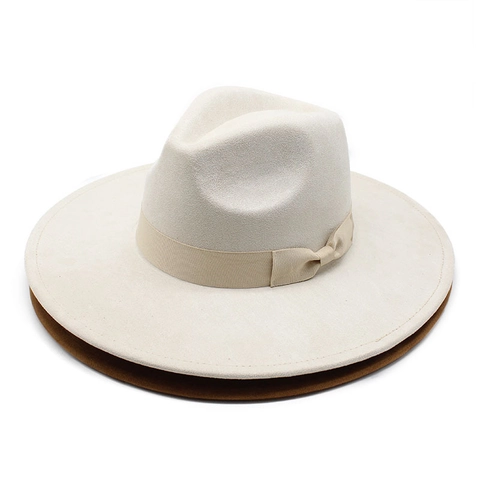 Fedora Hoed Met Brede Rand Van Polyester Suède Vilt Met Striklint Voor Heren En Dames