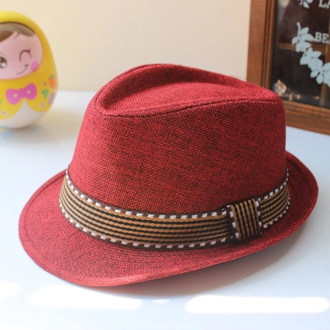 Cappello Fedora Jazz Per Bambini Vintage Lino Paglia Protezione Solare Stile Britannico Trilby Ragazzi Ragazze