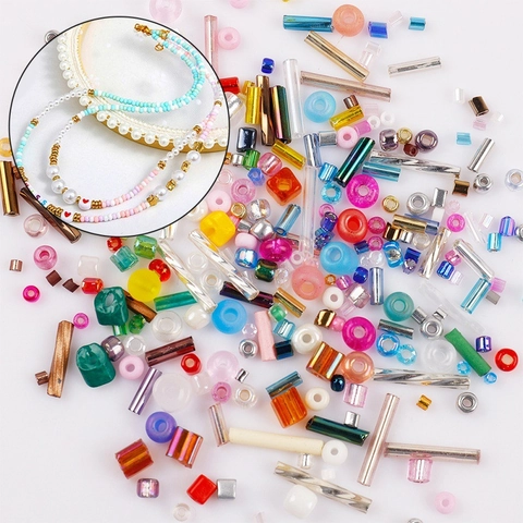 Kit Perline Di Vetro E Perline A Tubo Multicolore Forme Miste In Scatola Di Immagazzinaggio Per Creazione Gioielli Fai Da Te Ricamo
