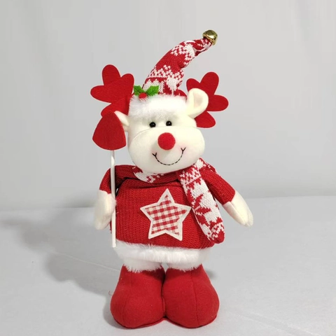 Weihnachts Plüschpuppen Ornamente Teleskop Lange Beine Strickstoff Weihnachtsmann Schneemann Rentier Stehend Deko