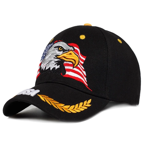 Baseball Cap Cotton Embroidery Eagle USA Flag Adjustable Sunshade Outdoor Sports Style For Men Women
