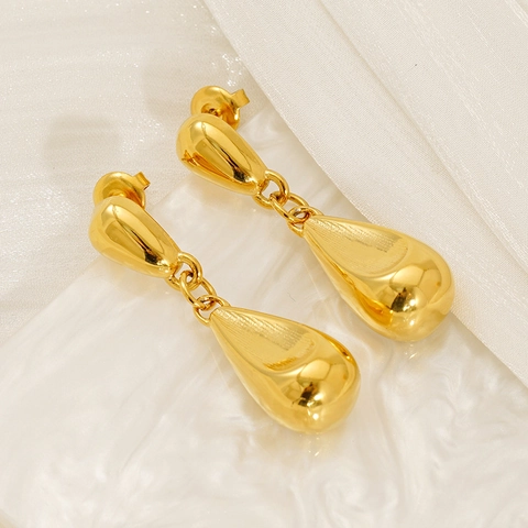 Minimalist Teardrop Drip Earrings 18K Gold Plated Stainless Steel High Polished Water Drop Jewelry For Women Girls