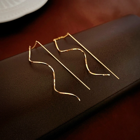 Golf Ketting Kwastje Doortrek Oorbellen Met Koper En Zilveren Oorsteker Mode Minimalistische Sieraden Voor Vrouwen