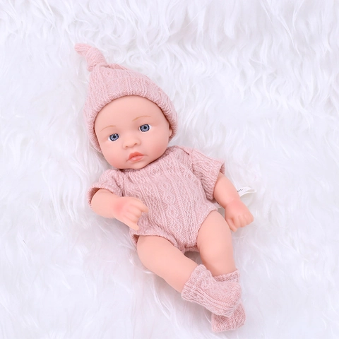 Realistic Reborn Baby Doll Vinyl Silicone Soft Lifelike With Knitted Romper Hat And Socks Handmade For Toddlers Kids Play