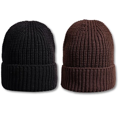 Gorro Beanie De Color Sólido Cálido Invierno Grueso De Punto Para Hombres Y Mujeres Estilo Minimalista De Acrílico