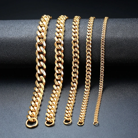 Bracciale A Catena Cubana In Acciaio Inossidabile Lucido Hip Hop Punk Gioielli Di Moda Per Uomini Donne Unisex