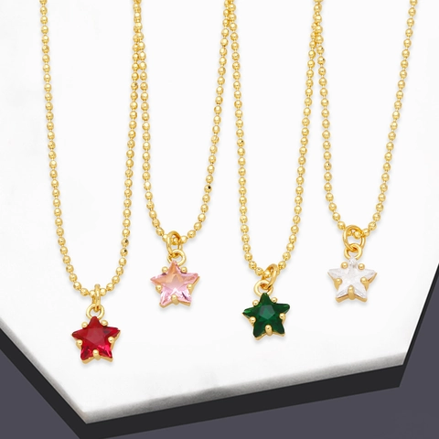 Collana Con Ciondolo A Stella In Rame Placcato Oro Con Zircone Incastonato Catena A Sfere Gioielli Chic Per Donne Ragazze