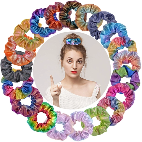 Metalen Iriserende Scrunchies Elastische Haarelastiekjes Laser Bronzing Gradiënt Kleurrijke Haar Accessoires Vrouwen Meisjes