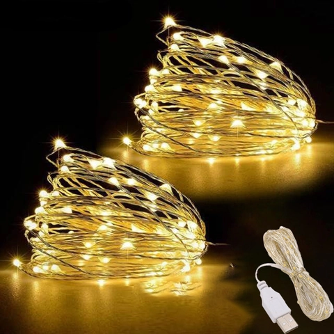LED Fairy String Lights USB Powered Copper Wire Waterproof For Christmas Wedding Party Holiday Home Decor Static Light