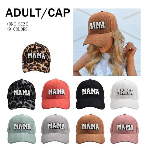 Corduroy Baseball Cap Mama Mini Letter Embroidery Parent-Child Matching Fashion Sun Hat Adjustable