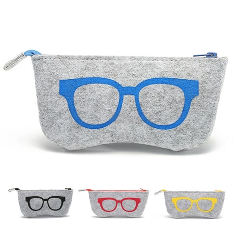 Felt Sunglasses Case Zippered Soft Eyewear Storage Bag Eyeglasses Pouch Protective Sleeve For Travel Portable