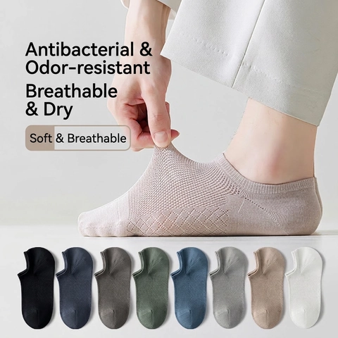 Herren Unsichtbare No Show Socken Baumwolle Mesh Atmungsaktiv Anti-Rutsch Silikon Nahtlose Zehen Antibakteriell Geruchshemmend