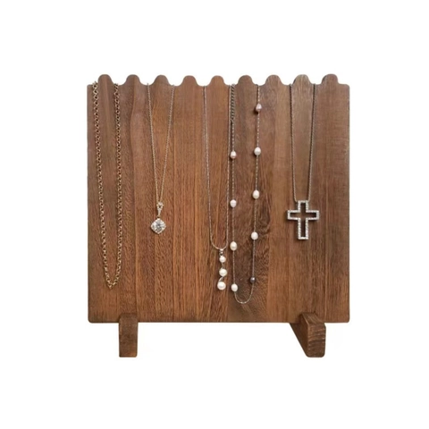 Jewelry Display Stand Solid Wood Necklace Holder Sawtooth Bamboo Storage Organizer Desktop Bracelet Chain Display Rack