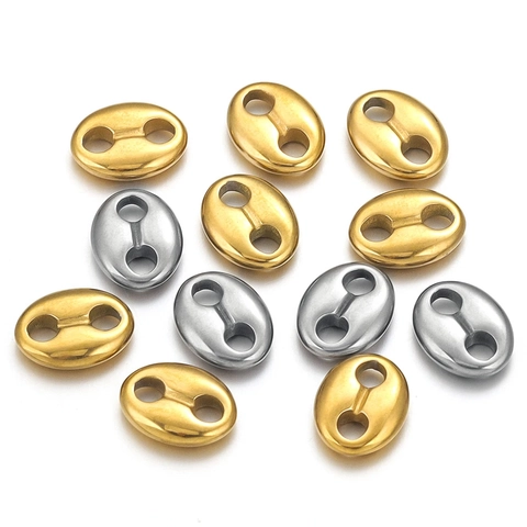 Coffee Bean Bead Connector Edelstahl Doppel Oval Link Schweinenase DIY Schmuckherstellung Zubehör Für Halskette Armband