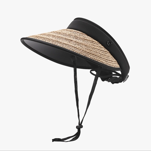 Cappello Da Sole Vuoto Sopra Donna Alta Protezione UV Paglia Regolabile Pieghevole Traspirante Visiera Outdoor