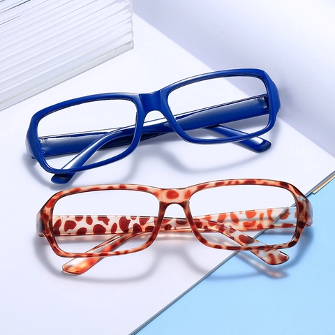 Retro Square Eyeglasses Frame Lightweight PC Plastic Decorative Fashion Korean Vintage Leopard Print For Men Women