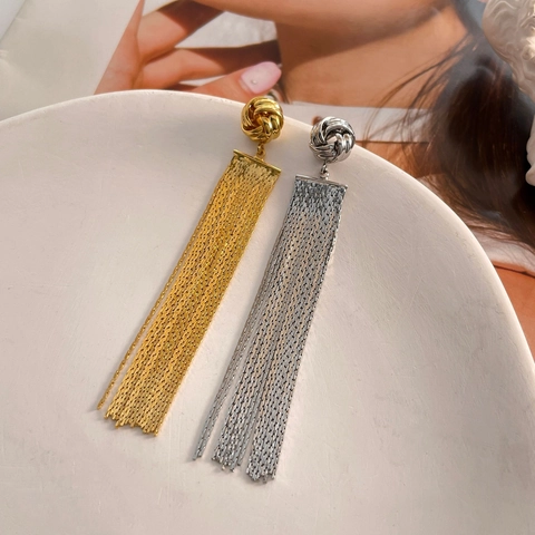 Elegante Minimalistische Lange Quasten-Ohrhänger Für Damen 18K Vergoldete Kupferketten-Quasten-Ohrringe Mit 925 Sterlingsilber Stift