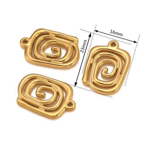 Pendentif Carré En Spirale En Acier Inoxydable DIY Création De Bijoux Design De Vortex Géométrique Plaqué Sous Vide