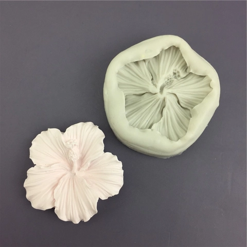 Hibiskusblüte Silikonform 5-Blütenblätter DIY Fondant Schokolade Tortendekoration Backwerkzeug Grau