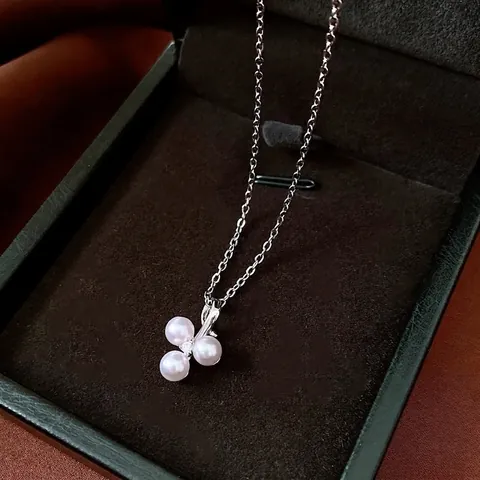 Collana Con Pendente A Grappolo Di Tre Künstliche Perle Sintetiche Acciaio Inossidabile Rame Con Zircone Gioielli Eleganti Francesi