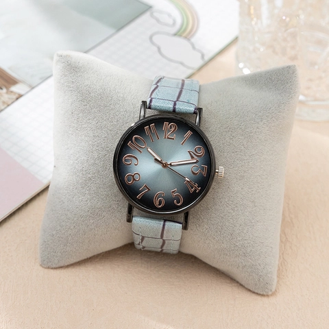 Women Quartz Watch Fashion Casual Analog Wristwatch With Crocodile Pattern Faux Leather Strap Large Rose Gold Arabic Numerals