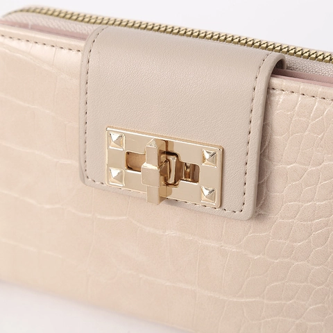 Damen Geldbörse Lang Krokodilmuster PU Leder Reißverschluss Portemonnaie Goldverschluss Kartenfächer Handtasche Elegant