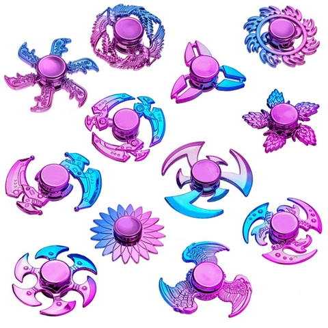 Fidget Spinner De Colores Juguete Para Aliviar El Estrés Plástico ABS Chapado UV Degradado Púrpura Azul
