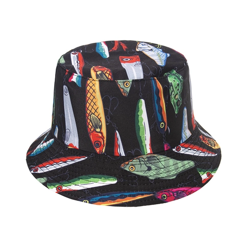 Bedrukte Vissershoed Polyester Zonbescherming Buiten Mode Dierenpatroon Voor Heren Dames Casual