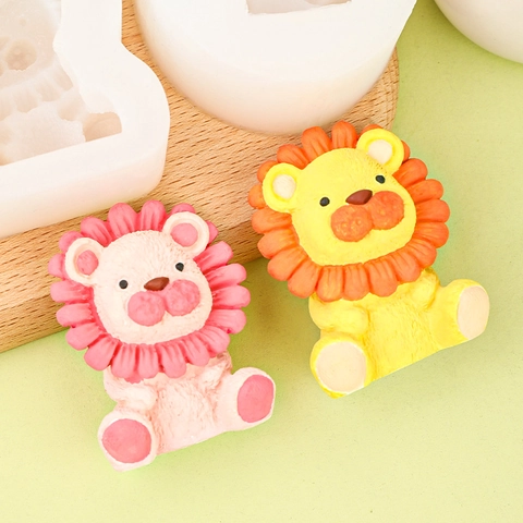 Schattige Leeuw Siliconen Vorm Cartoon Dierenvorm Voor DIY Taart Mousse Aromatherapie Steen Gips Hars Gieten
