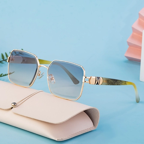 Gafas De Sol Cuadradas De Moda Montura De Metal Protección UV400 Conducción Al Aire Libre Montura Grande