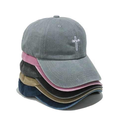 Gorra De Béisbol De Algodón Lavado Con Bordado De Cruz De Jesús Vintage Ajustable Sombrero De Sol Retro Para Hombre Y Mujer
